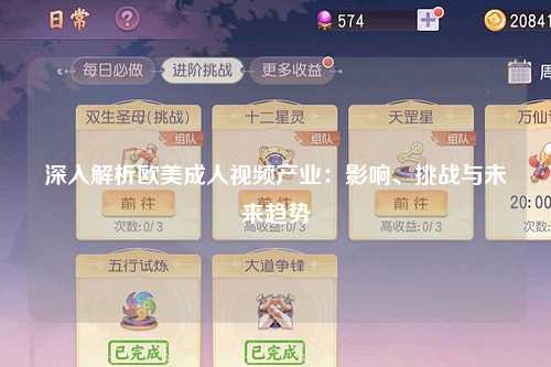 深入解析欧美成人视频产业：影响、挑战与未来趋势